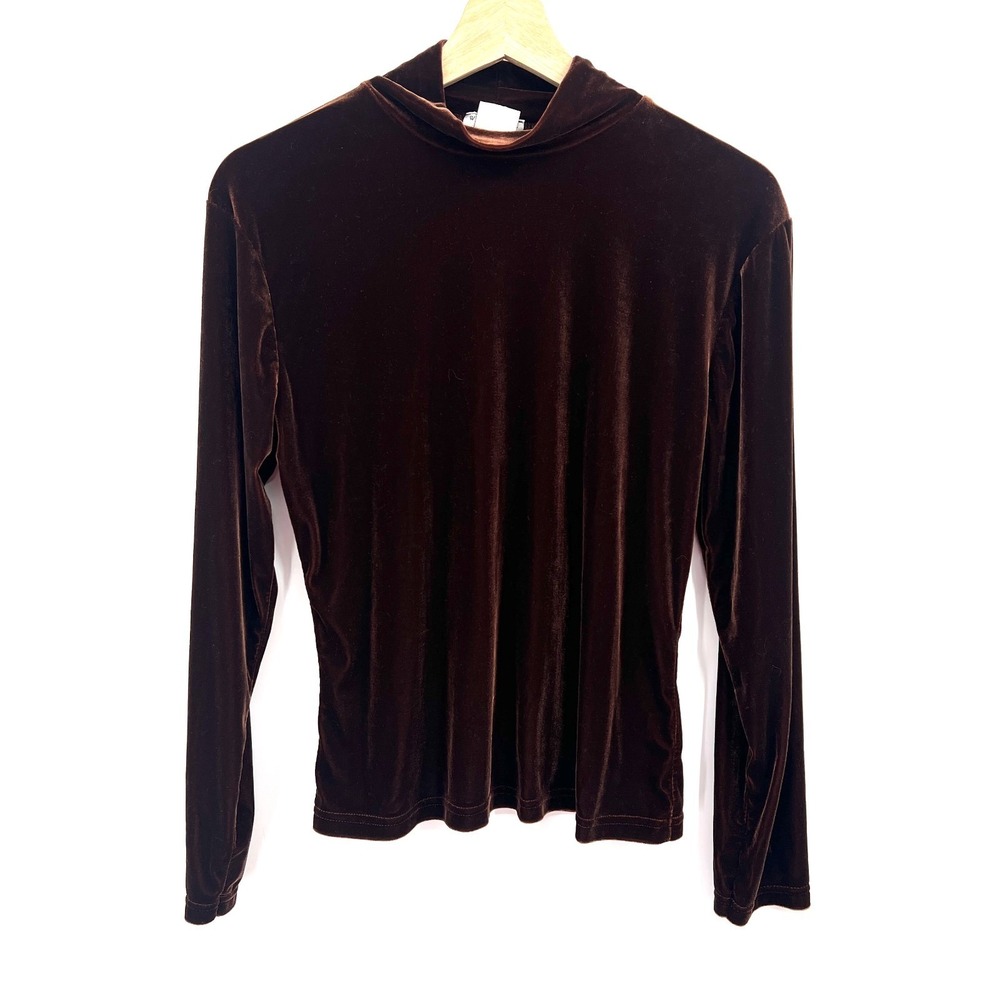 Vintage y2k Weathervane velvet velour mockneck top fairycore whimsygoth brown M